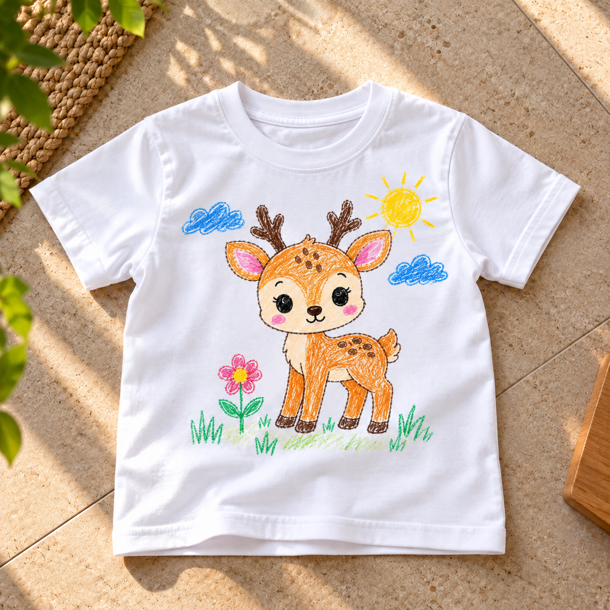 Cute Baby Deer Coloring T-Shirt for Kids