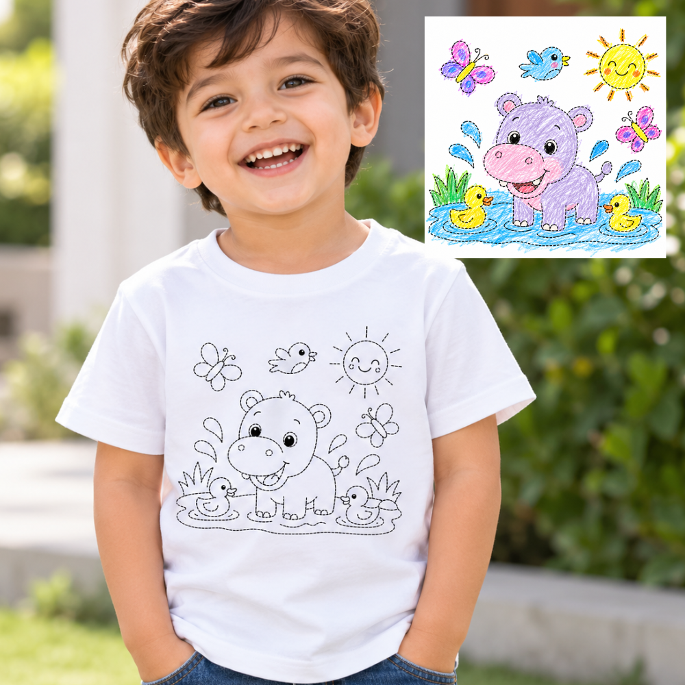 Cute Hippo Pond Tracing