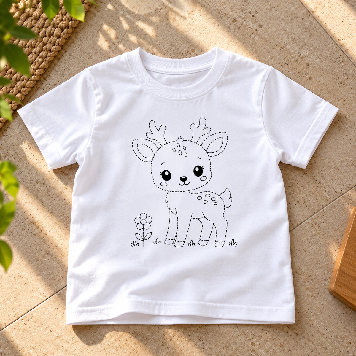 Cute Baby Deer Coloring T-Shirt for Kids