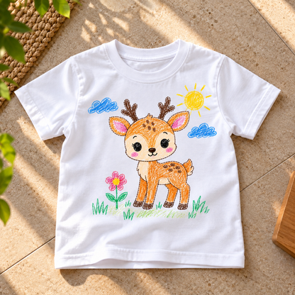 Cute Baby Deer Coloring T-Shirt for Kids