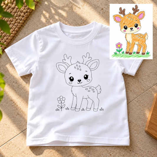 Cute Baby Deer Coloring T-Shirt for Kids