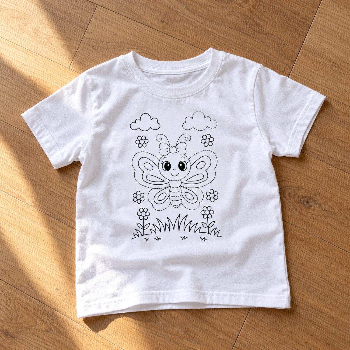 Cute Butterfly Coloring T-Shirt for Kids