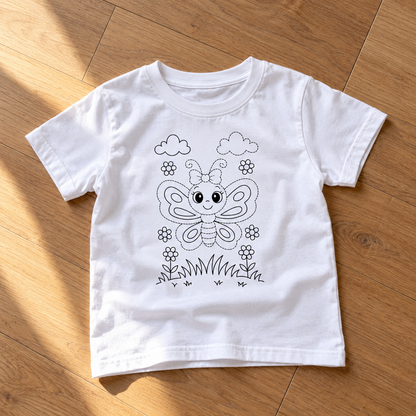 Cute Butterfly Coloring T-Shirt for Kids