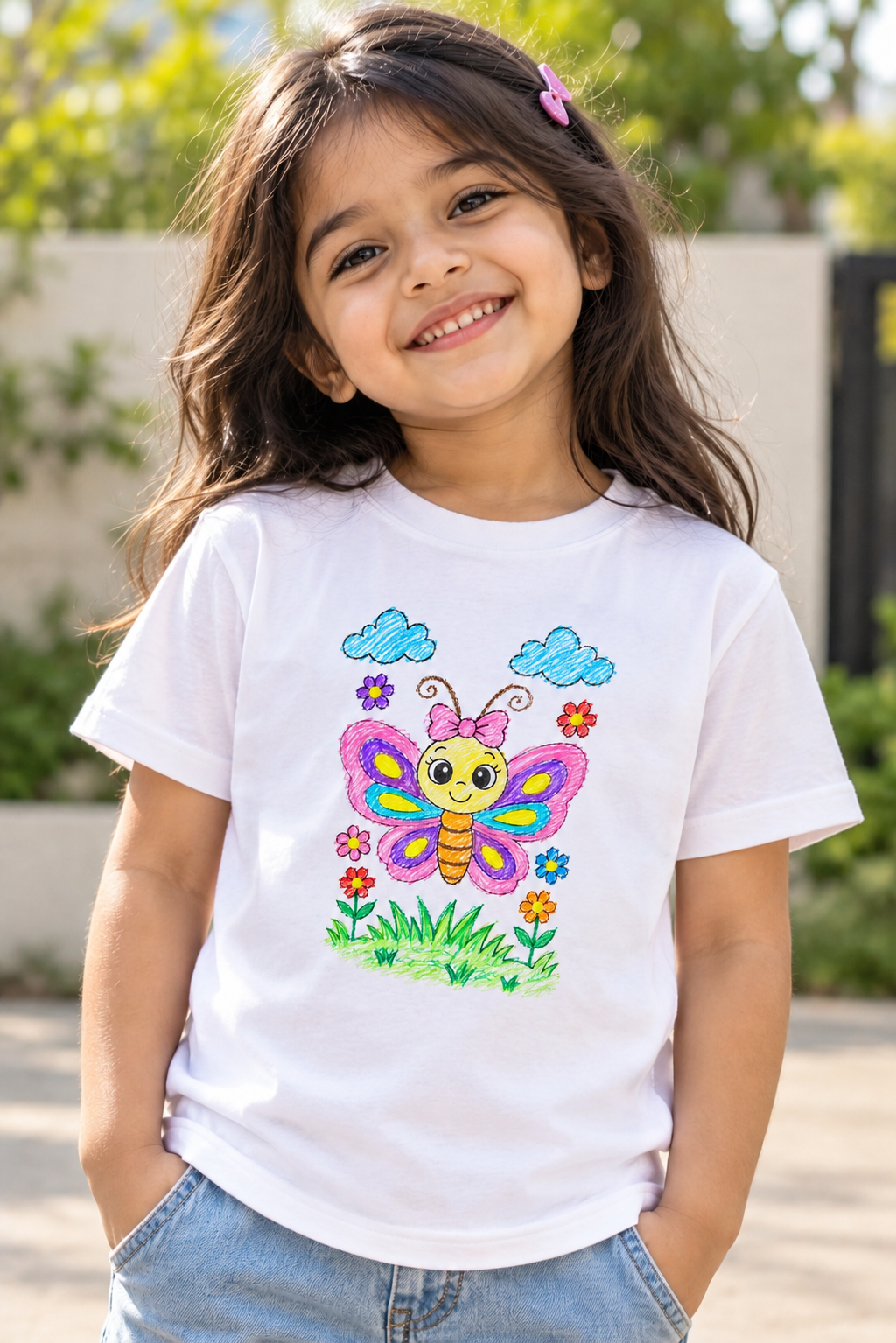 Cute Butterfly Coloring T-Shirt for Kids